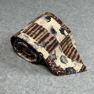 Vintage Portofino Silk Tie Abstract Patchwork Classic 90s Designer 58x3.5 in